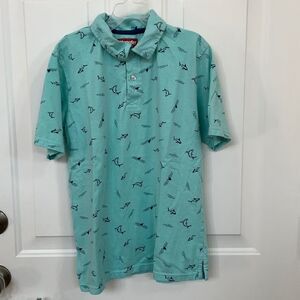 ❤️ WRANGLER Green Shark Print Polo Size L ❤️